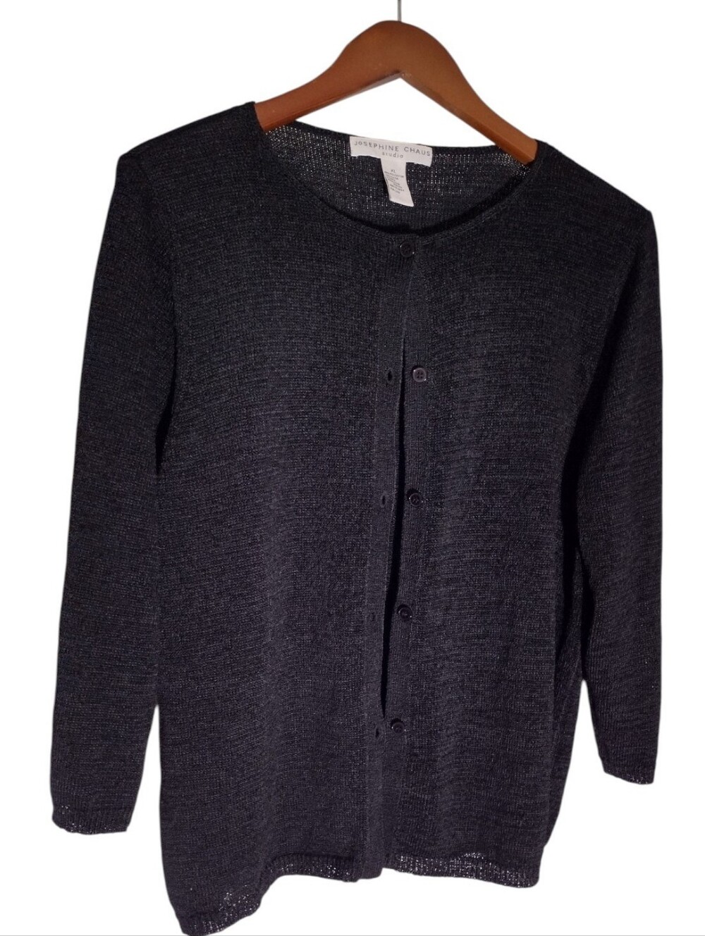 Josephine Chaus Charcoal Gray Button-Front Cardigan